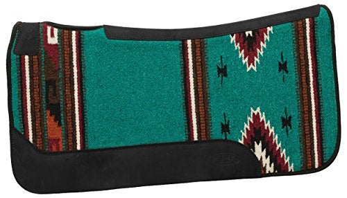 Weaver Equine 31 x 32 Contoured Single Weave Wool Blend Felt Horse Saddle Pad Shock Absorbing Western Saddle Pad for Protection Turquoise Pattern - Image 1