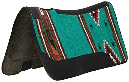 Weaver Equine 31 x 32 Contoured Single Weave Wool Blend Felt Horse Saddle Pad Shock Absorbing Western Saddle Pad for Protection Turquoise Pattern - Image 3
