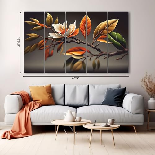 The Castle Decor Beautiful Flower Abstarct Art Set of 5 Big Size (27x48) Multiple Frames Wall Art Painting for living room,Bedroom,Drawing room,Hotels-Wooden Framed-Digital Painting - Image 3
