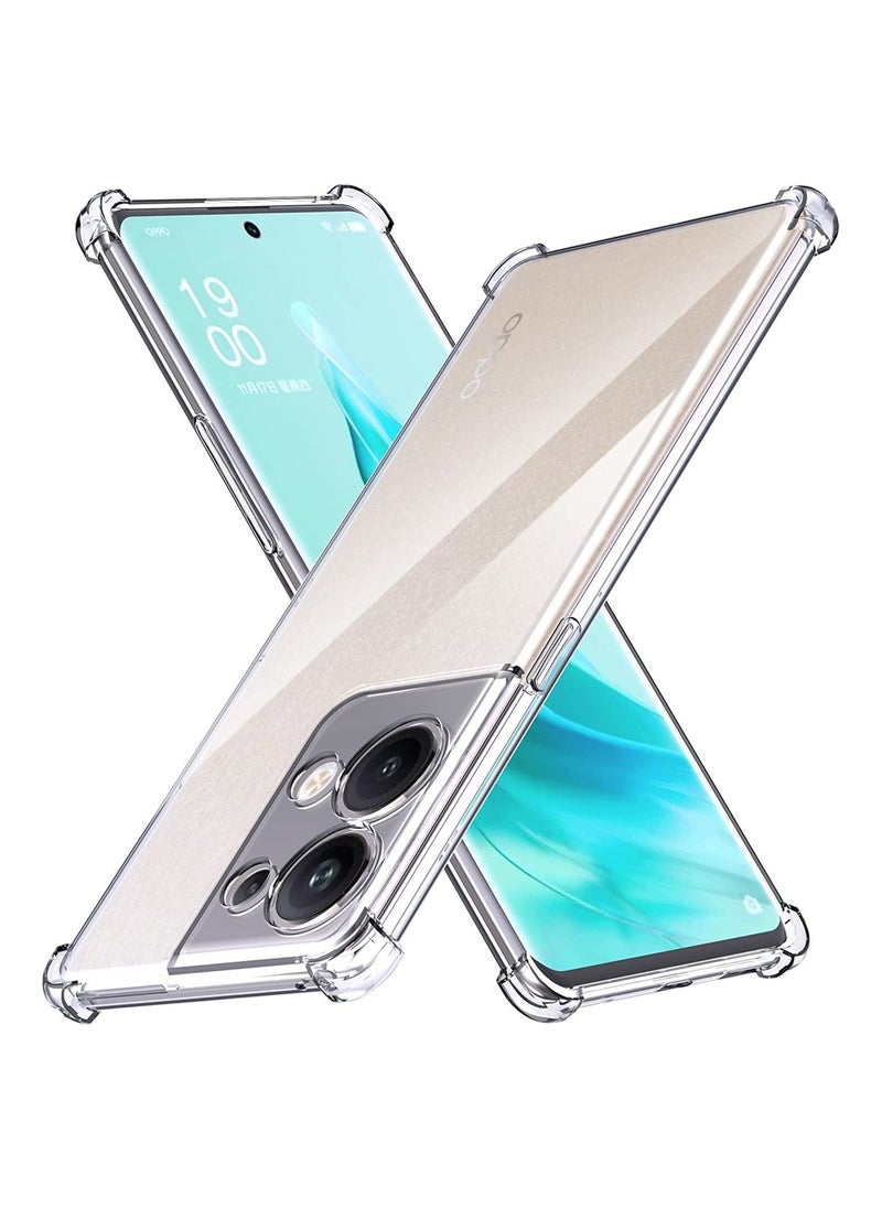 Risen Oppo Reno 9 Pro Plus 5G Clear Case Cover Soft Flexible Transparent Silicone TPU Back Cover with Camera Protection and Shockproof Bumper Cover For Reno 9 Pro+ 