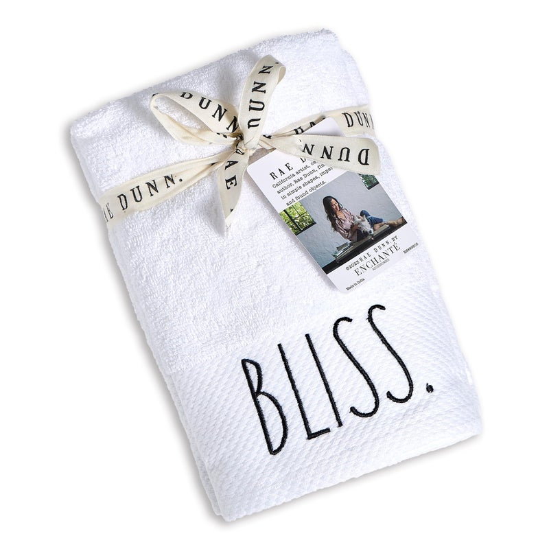 Rae Dunn Hand Towels, Embroidered Decorative Hand Towel for Kitchen and Bathroom, 100% Cotton, White- Fresh/Clean/Calm/Bliss, 16"x 28" - Image 2