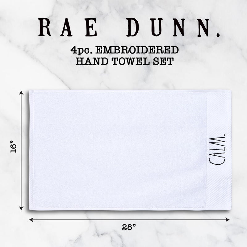 Rae Dunn Hand Towels, Embroidered Decorative Hand Towel for Kitchen and Bathroom, 100% Cotton, White- Fresh/Clean/Calm/Bliss, 16"x 28" - Image 3