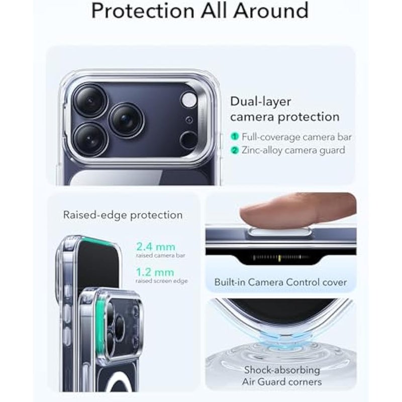 for iPhone 17 Pro Max Case with Stand, Camera Control Cover Compatible with MagSafe, Military-Grade Drop Protection Magnetic Phone Case for iPhone 17 Pro Max, Scratch-Resistant Back Cover, Clear - Image 3