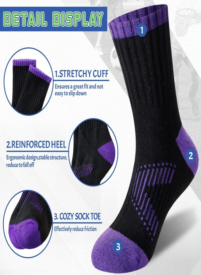SeeyAN Kids Socks Boys Crew Athletic Half Cushioned Cotton Sport Running Breathable Socks 6 Pairs (6 Pairs Black, 9-12 Years) - Image 5