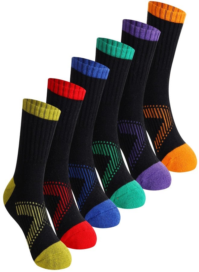 SeeyAN Kids Socks Boys Crew Athletic Half Cushioned Cotton Sport Running Breathable Socks 6 Pairs (6 Pairs Black, 9-12 Years) - Image 1