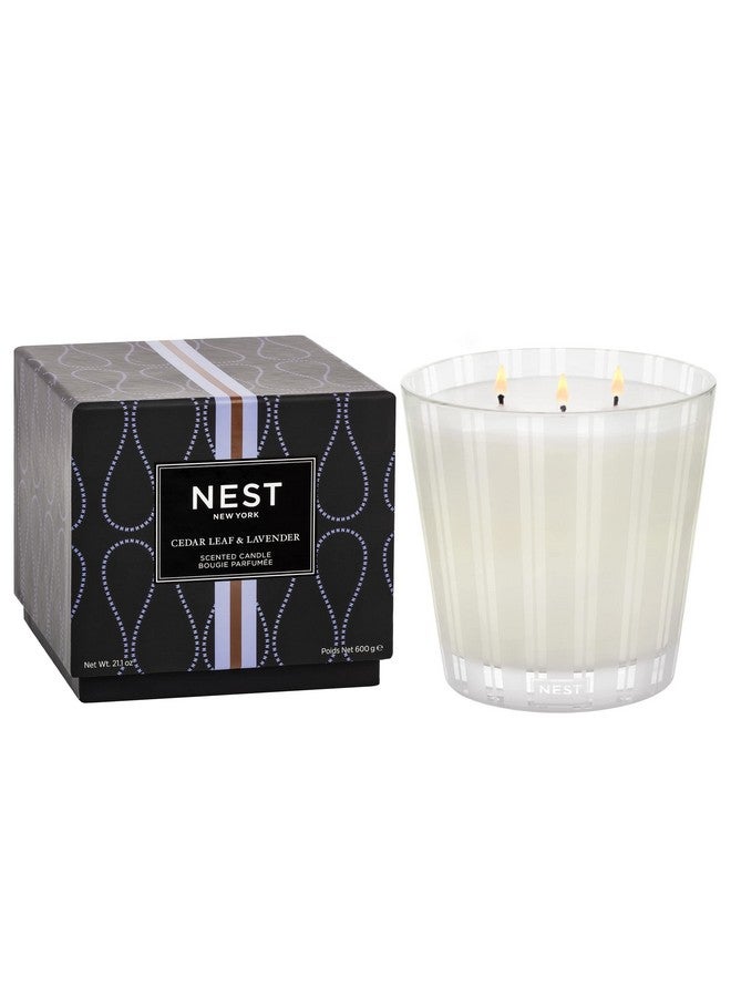 Nest New York NEST New York Scented 3-Wick Candle, Cedar Leaf & Lavender - 21.2 oz - Up to 100-Hour Burn Time - Reusable Glass Vessel  - Image 1