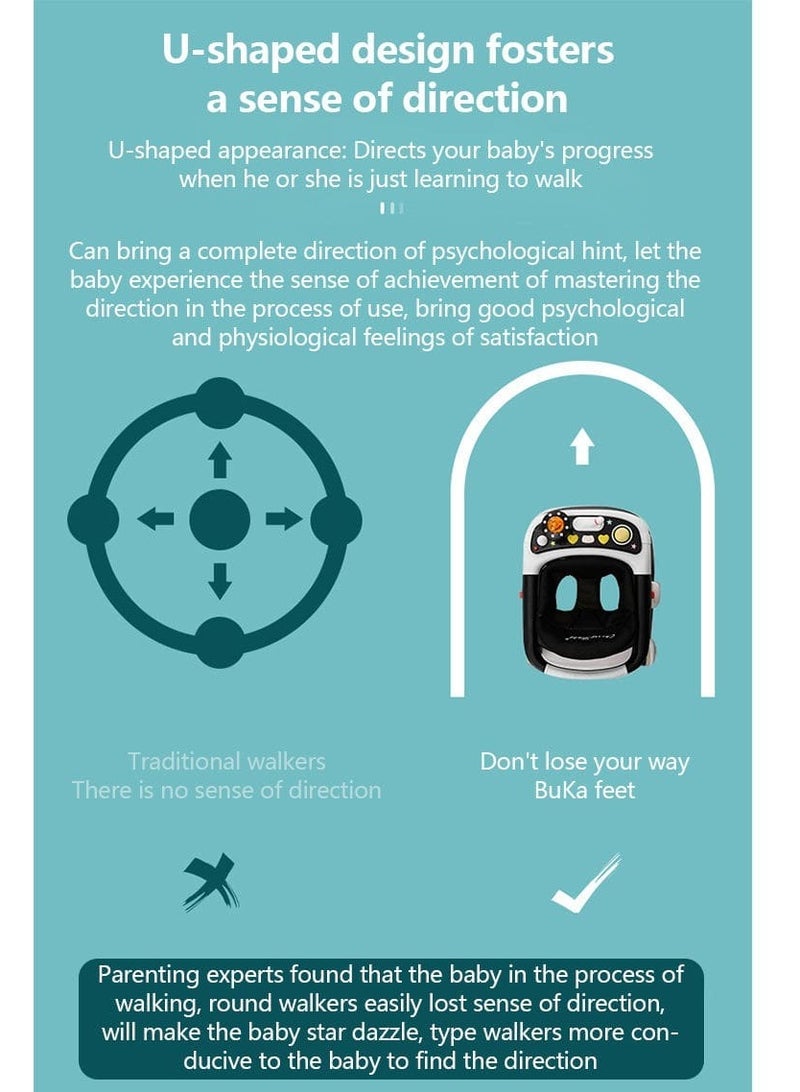 كيدوز مشاية متعددة الوظائف مع صينية ألعاب (أسود) - Image 4