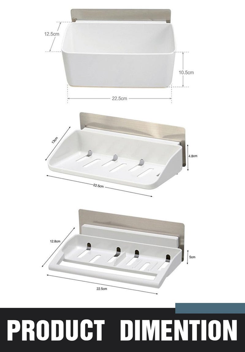 Lyrovo ABS Plastic Self Adhesive Bathroom Shelves (3 Pcs_White) - Image 2