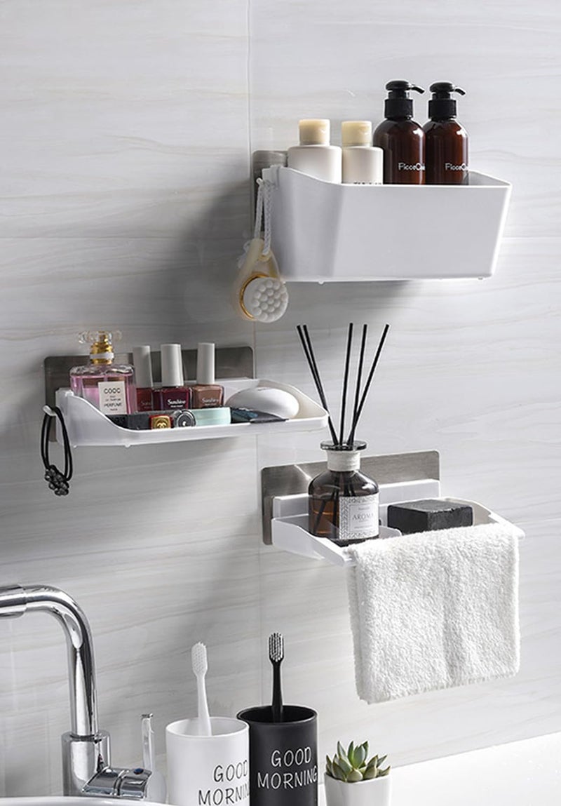 Lyrovo ABS Plastic Self Adhesive Bathroom Shelves (3 Pcs_White) - Image 1