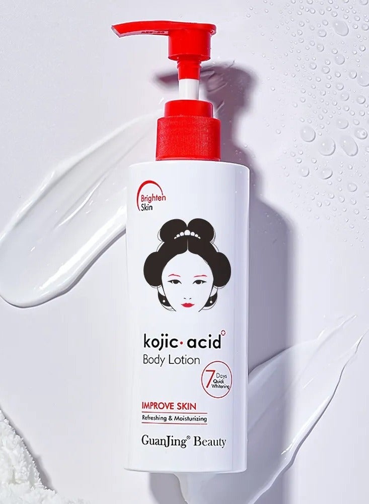 GuanJing Beauty Kojic Acid Skin Care Combo 5 in 1 Body Lotion Face Wash Toner Serum Cream Whitening Brightening Moisturizing for Dark Spots and Pigmentation, skin care gift set  - Image 2