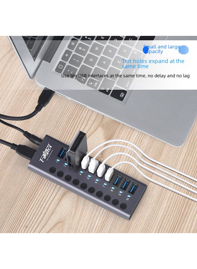 Usb3.0hub Docking Station 10 Ports/7 Ports/4 Ports With Switch Charging Type-c Computer Hub Expansion Dock - Image 3