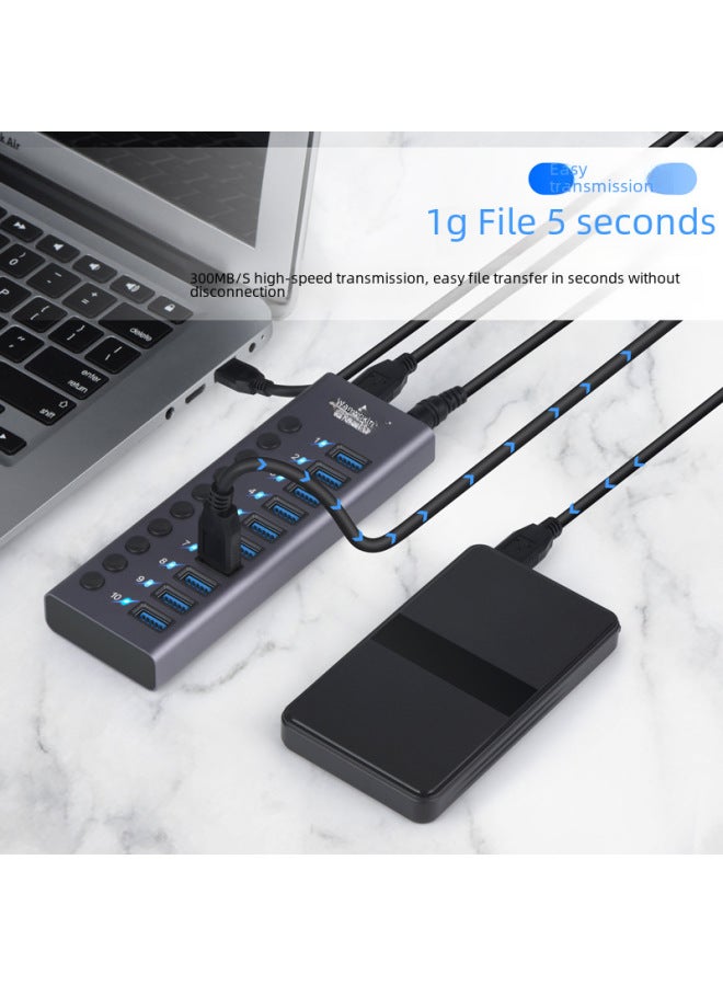 Usb3.0hub Docking Station 10 Ports/7 Ports/4 Ports With Switch Charging Type-c Computer Hub Expansion Dock - Image 2