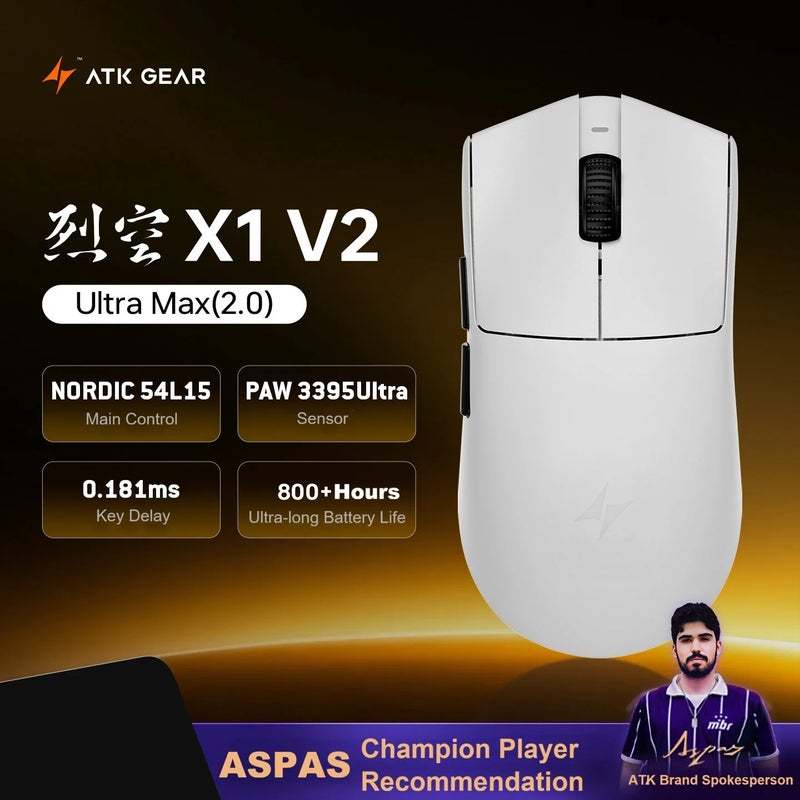 اي تي كي ماوس ATK X1 V2 Ultimate 2.0 Wireless Gaming Mouse, PAW3950 Ultra, 42000DPI, 750IPS, 0.163ms, 54g Lightweight, for PC - Image 1