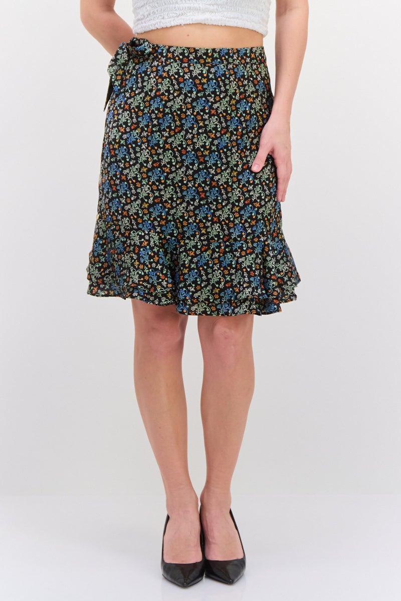 Scotch & Soda Women Allover Print A-Line Skirt, Black Combo - Image 1