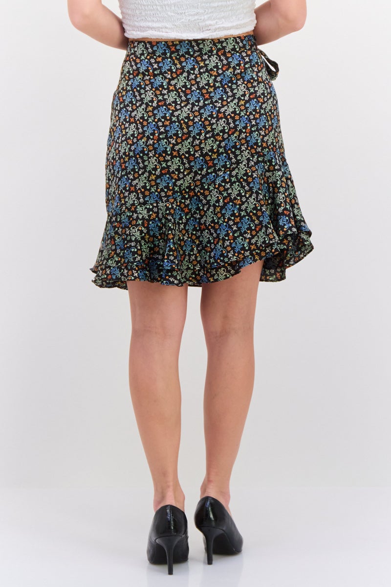 Scotch & Soda Women Allover Print A-Line Skirt, Black Combo - Image 3