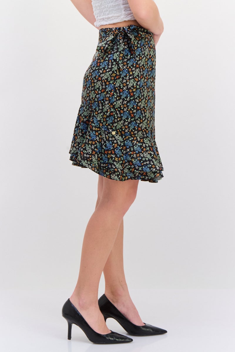 Scotch & Soda Women Allover Print A-Line Skirt, Black Combo - Image 2