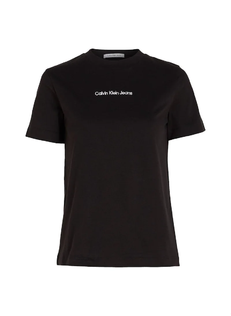 Calvin Klein Jeans Women's Institutional Straight Short Sleeve T-Shirt - Cotton, Black