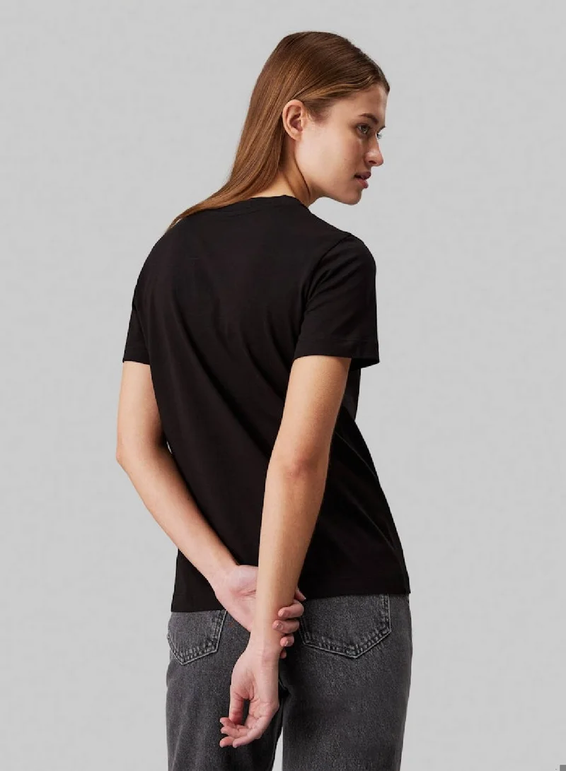 Calvin Klein Jeans Women's Institutional Straight Short Sleeve T-Shirt - Cotton, Black