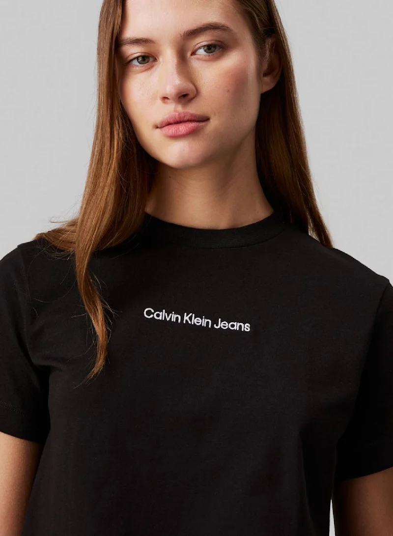 Calvin Klein Jeans Women's Institutional Straight Short Sleeve T-Shirt - Cotton, Black