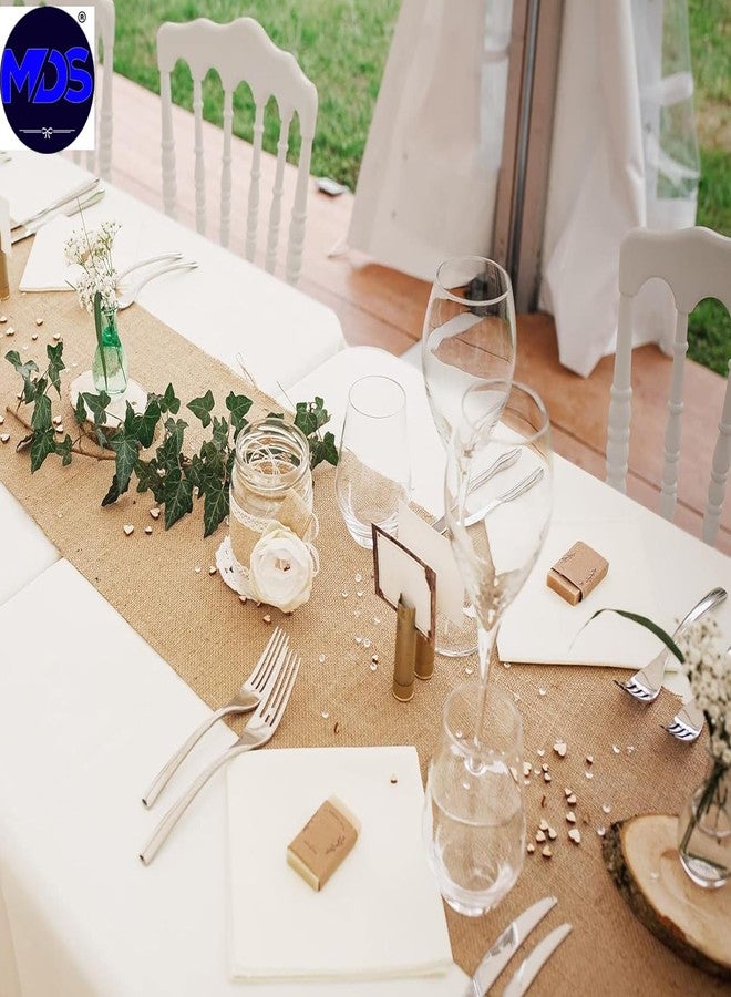 MDS® Pack of 10 Natural Burlap Table Runner, 12 x 72 Inch, Jute Vintage Rustic Farmhouse Boho Table Decor for Wedding Reception, Dining Table, Bridal Shower, Baby Shower & Holiday Party Decorations - Image 2
