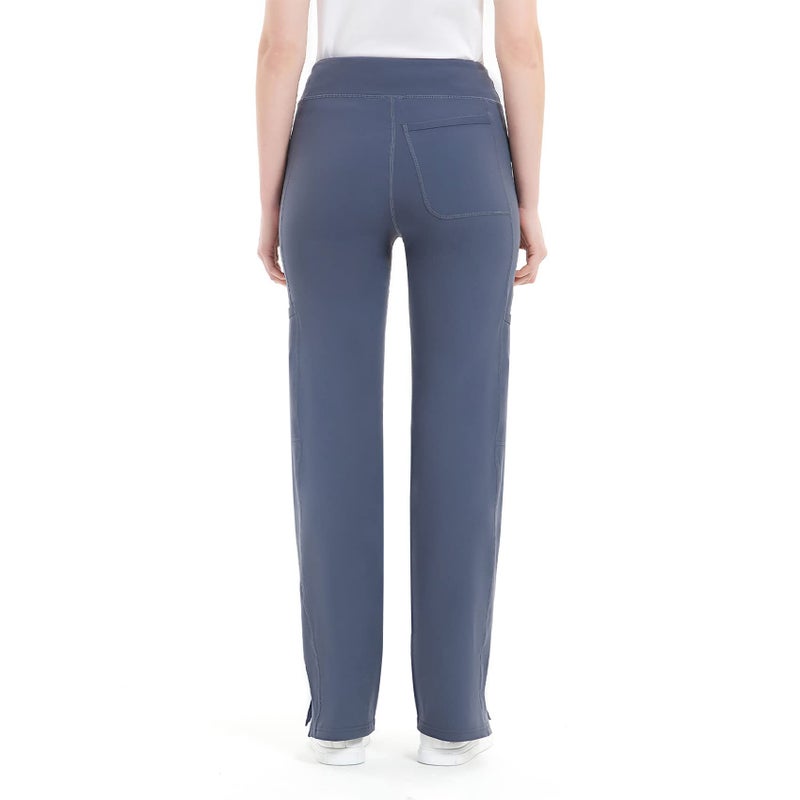 QBK Yoga Scrub Pants Women Mid Rise Yoga Work Pants- Five Pocket Cargo Scrub Pant (Medium, Bluish Grey) - Image 2