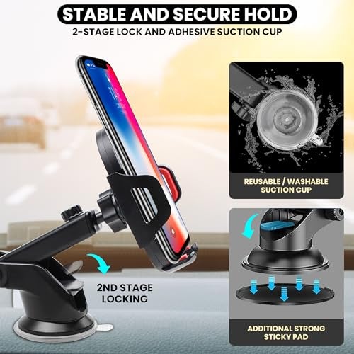 WeCool C3 360° Rotatable car Mobile Holder for Dashboard,Windshield, Adjustable Height and View Angle,Compatible with All Smartphones - Image 5