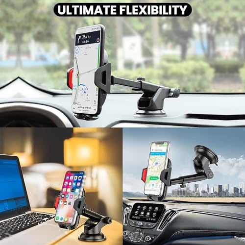 WeCool C3 360° Rotatable car Mobile Holder for Dashboard,Windshield, Adjustable Height and View Angle,Compatible with All Smartphones - Image 2
