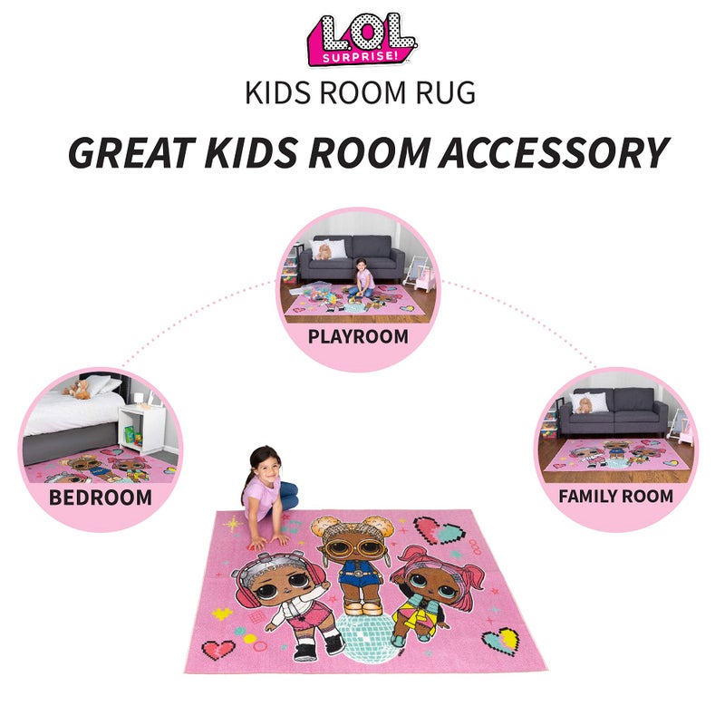 Franco Kids Room Non Slip Area Rug, 69 in x 52 in, LOL Surprise - Image 3