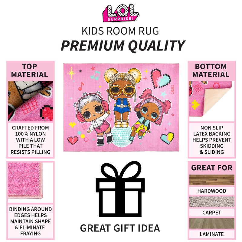 Franco Kids Room Non Slip Area Rug, 69 in x 52 in, LOL Surprise - Image 4