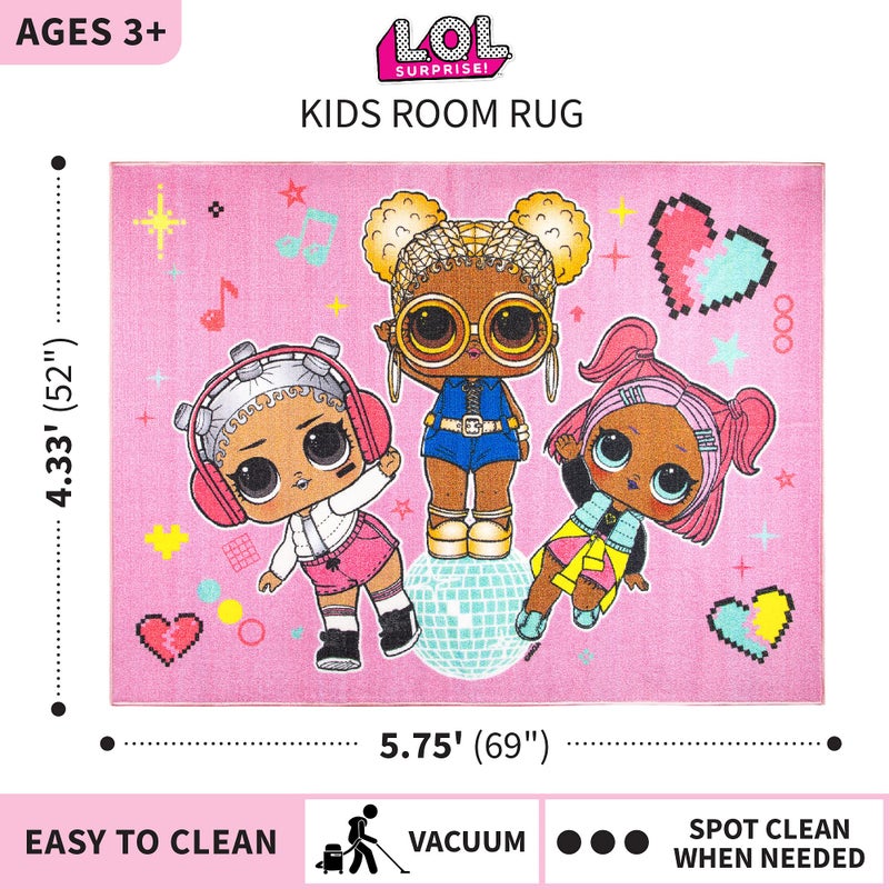 Franco Kids Room Non Slip Area Rug, 69 in x 52 in, LOL Surprise - Image 5