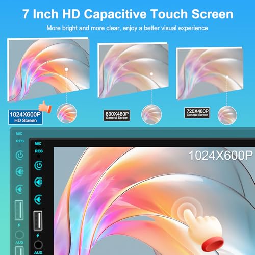 NHOPEEW 7 inch HD Single Din Touchscreen Car Stereo - Carplay and Android Auto, 1 Din Car Radio with Bluetooth, Mirror Link, FM Radio, Steering Wheel Control + Microphone - Image 2