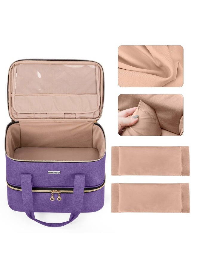 BAFASO Nail Polish Organizer Holds 40 Bottles (15ml - 0.5 fl.oz) and a Nail Lamp, Nail Polish Carrying Case with Manicure Tools Storage Sections (Bag Only), Purple - Image 3