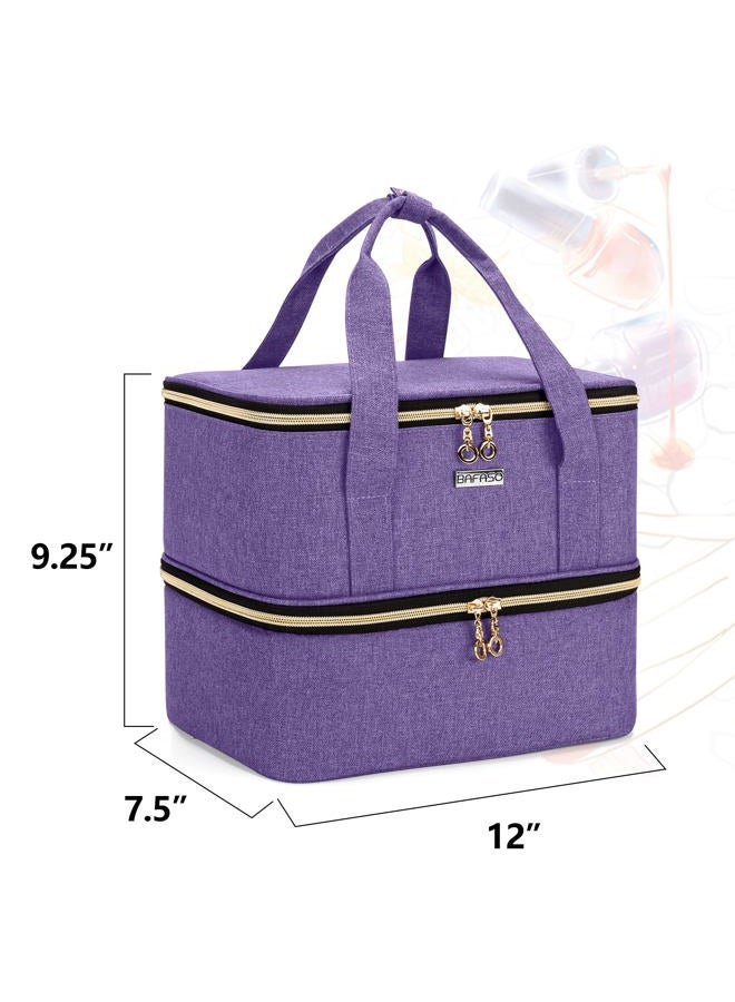 BAFASO Nail Polish Organizer Holds 40 Bottles (15ml - 0.5 fl.oz) and a Nail Lamp, Nail Polish Carrying Case with Manicure Tools Storage Sections (Bag Only), Purple - Image 5