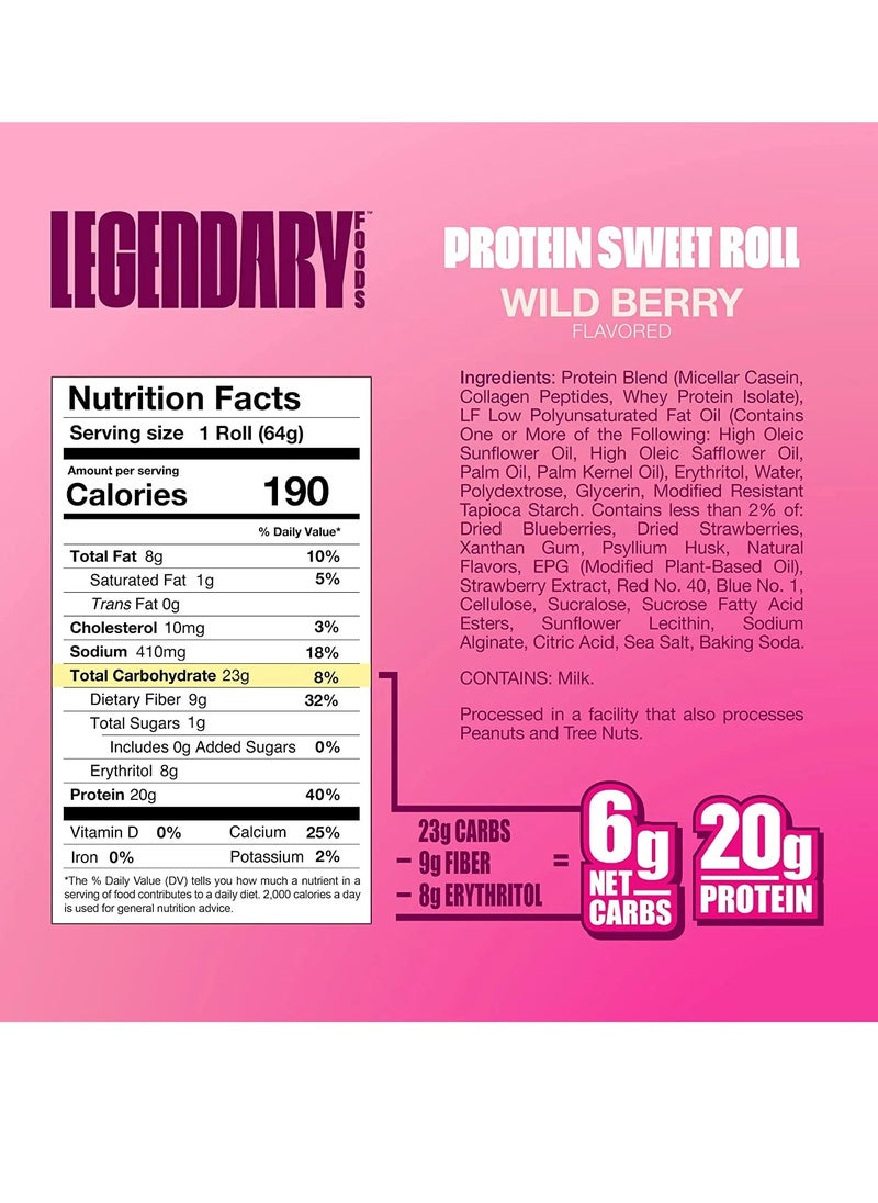 Legendary Foods - LGD Protein Sweet Roll 67g Wild Berry (1x8) - Image 1