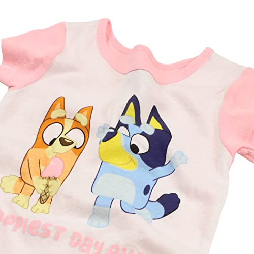 BLUEY طقم بيجامة قطنية مكونة من 4 قطع للأطفال من بلوى، مريحة ولطيفة للأطفال، يوم سعيد، 3 سنوات - Image 3