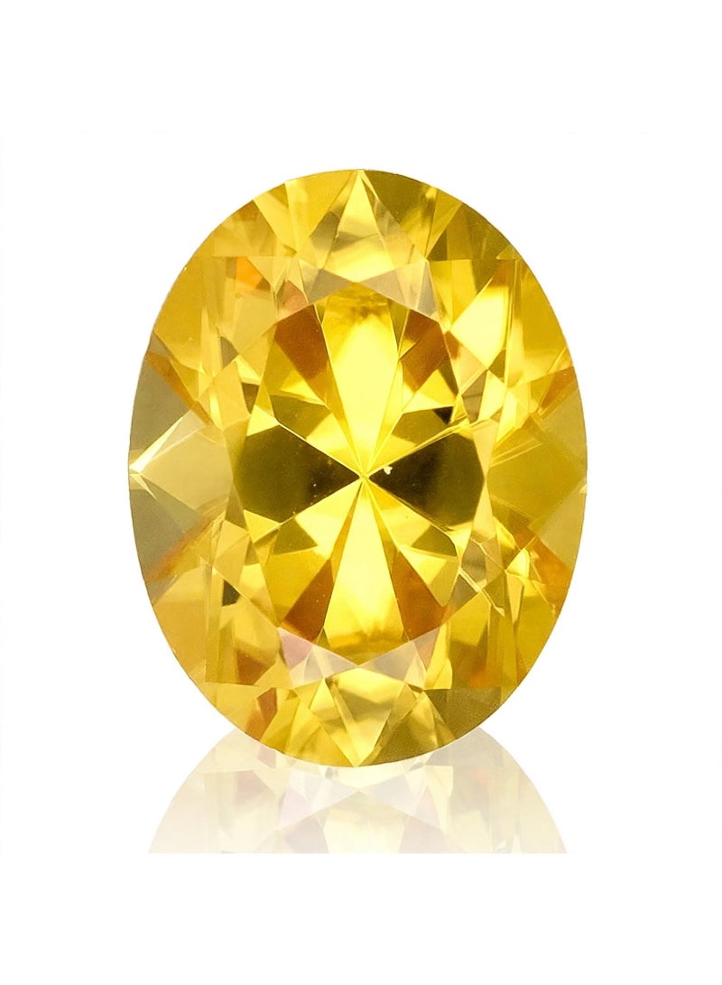 حجر زيركون فاخر لون ذهبي سترين Citrine - قص بيضاوي Oval Cut - قصة الماسية من الناحيتين - مقاس 12×8 ملم - جودة 5A - Image 2