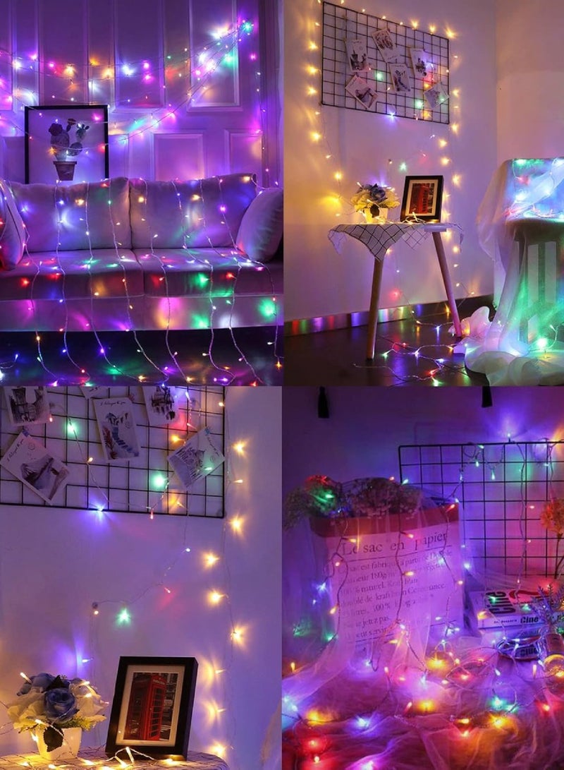 Yuwell 10 Meter 100 LED String Lights Decoration Lights RGB Light 8 Modes Led Light Clear Wire For Home Decorations Ramadan Lights Indoor & Outdoor Decoration Ramadan Decoration Light Diwali Lights Curtain Lights With 3-Pin UK Plug - Image 5