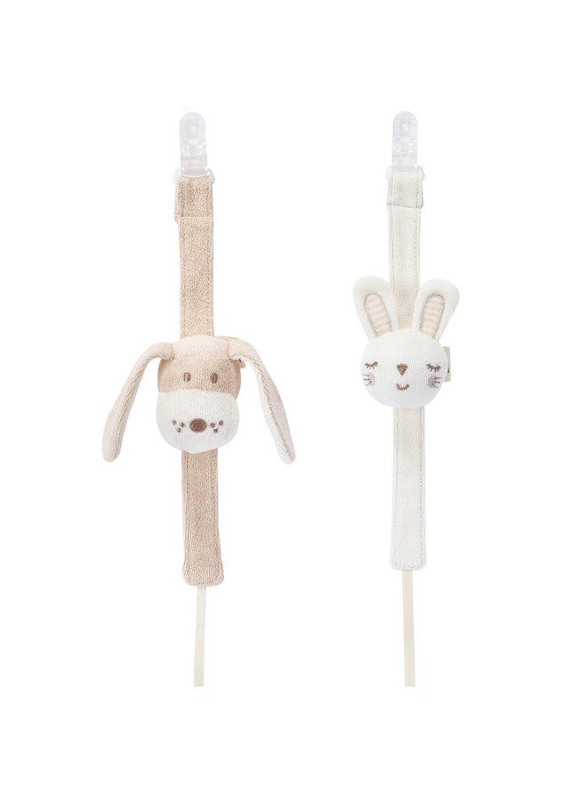 COTTONBEBE Pacifier Clip 2 Pack Baby Pacifier Holder For Boys And Girls Fits Many Pacifiers & Baby Teething Toys Ideal Baby Gift (Puppy & Bunny) - Image 1