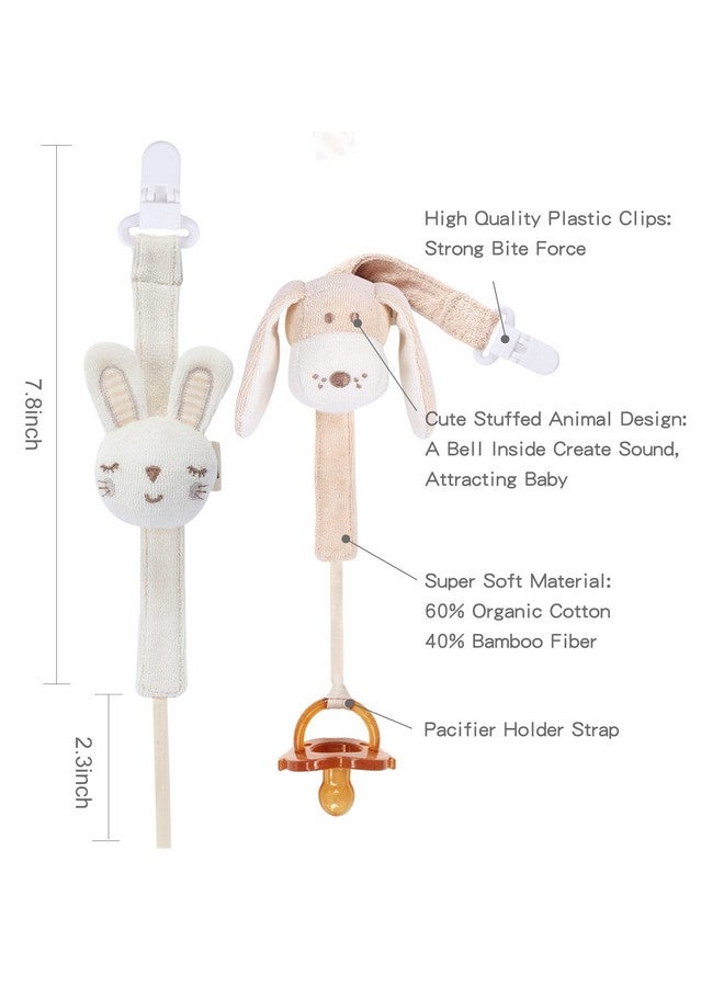 COTTONBEBE Pacifier Clip 2 Pack Baby Pacifier Holder For Boys And Girls Fits Many Pacifiers & Baby Teething Toys Ideal Baby Gift (Puppy & Bunny) - Image 3
