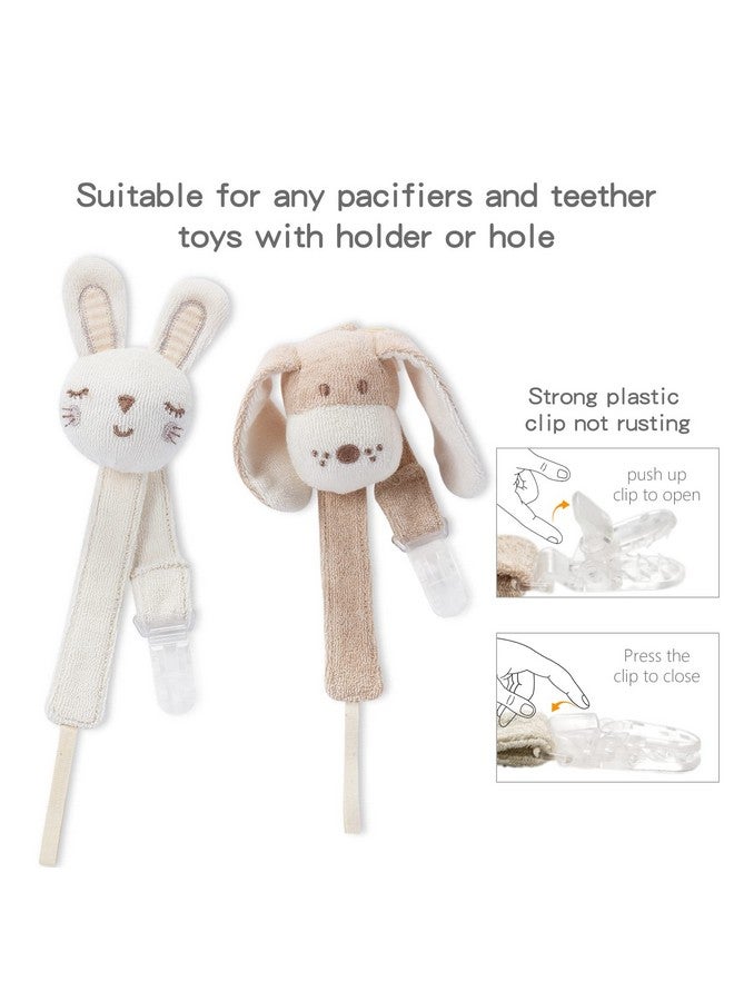 COTTONBEBE Pacifier Clip 2 Pack Baby Pacifier Holder For Boys And Girls Fits Many Pacifiers & Baby Teething Toys Ideal Baby Gift (Puppy & Bunny) - Image 4