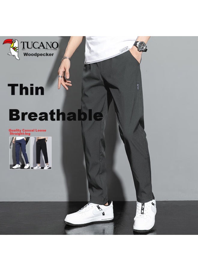 Tucano Men's Casual Pants Slim Fit Straight Leg Business Fashion Long Trousers Comfortable Men's Wear Grey 2XL - Image 1