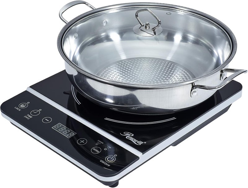 Rosewill Induction Cooker 1800 Watt, Induction Cooktop, Electric Burner with Stainless Steel Pot 10" 3.5 QT 18-8, RHAI-13001 - Image 1