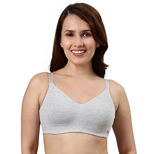 Enamor Non Padded Wirefree Full Coverage Stretch Cotton Ultra Smoothening Tshirt Bra for Womens-A027 (A027_Greymelange_38B) - Image 1
