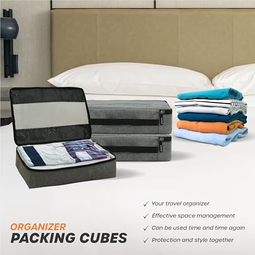 Cranique Packing Cubes for Travel Organizer, Storage Bag, Packing Bag for Clothes, Essential Pouch, Travel Organizer for Men & Women Pack of 5 (Cube1-Grey-Pack5) - Image 4
