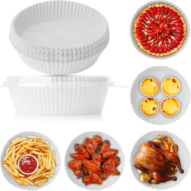 SNEHIDA SNEHIDA Air Fryer Disposable Paper Liner Disposable air Fryer Paper Liners WaterProof OilProof Food Grade Parchment for Baking Roasting Microwave 100PC Air Fryer Paper White 