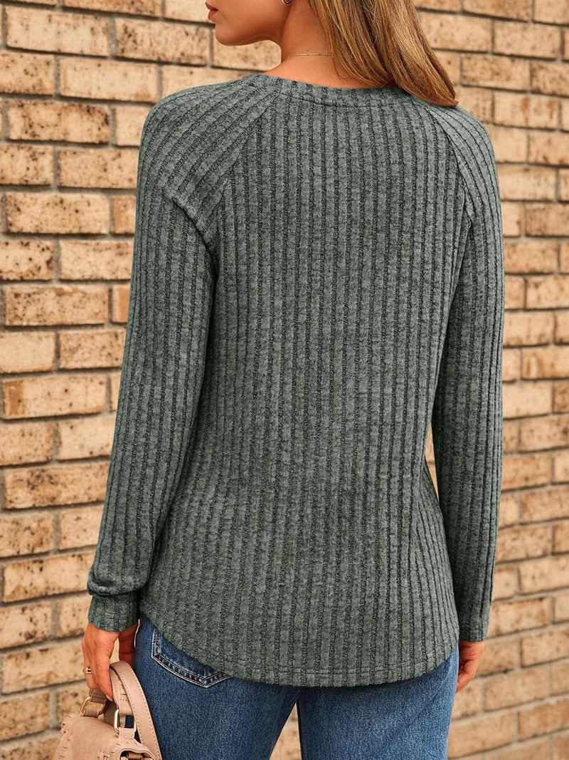 AUTOMET Womens Long Sleeve Shirts Fall Fashion Tops Crewneck Dressy Sweaters Tunic Winter Clothes Casual Outfits Green M - Image 4