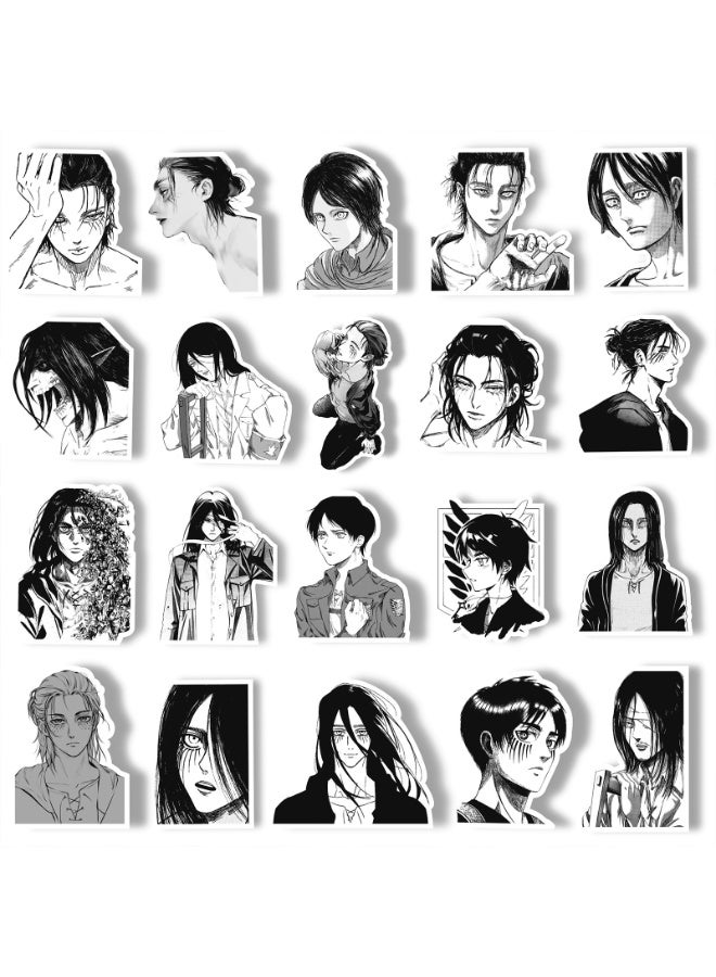 NIBEMINENT 66 Pcs Cartoon Attack on Titan - Eren Jaeger Deco Kit Waterproof Stickers, High Definition Printing Bright Colors, Suitable for Laptop Skateboard Luggage Water Bottle Guitar DIY