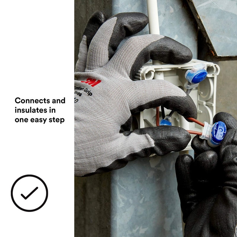 3M Scotchlok Electrical IDC (Insulation Displacement Connector) 314-BOX, Pigtail, Self-Stripping, Moisture-Resistant, Blue, 22-14 AWG (solid/stranded), Pack of 50 - Image 4