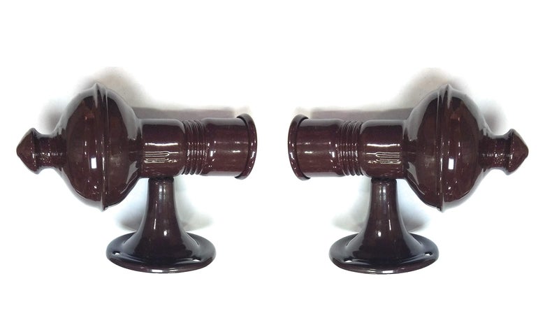 FAPBADRI 1 Pair of Curtain Bracket with Heavy Support for Window/Door, Screws & Wall-Plugs Included (Brown) - Image 1