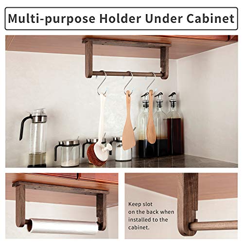 klleyna Wood-Paper-Towel-Holder-Under-Cabinet-Kitchen-Handmade - Wall Mounted/Adhesive No Drill Sturdy Roll Hanging Organizer, Horizontal Papertowel Dispenser Easytear, Handcraft Decor Gift Real Woodwork Home - Image 5